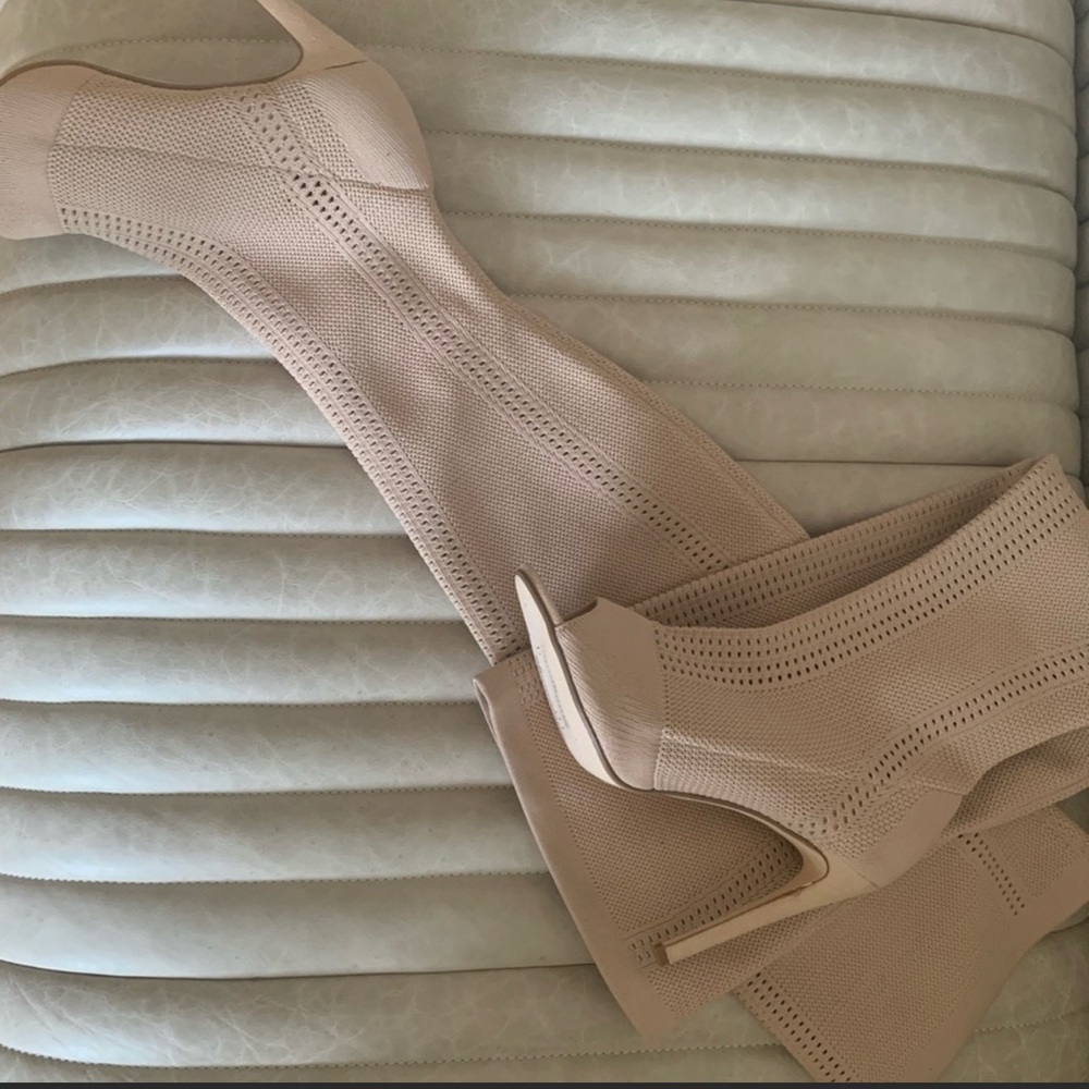 Thigh high nude heels